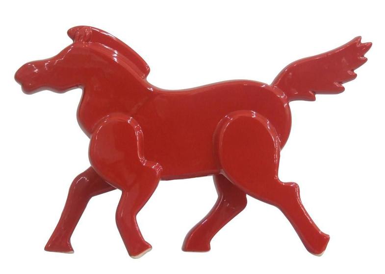 Imagem de Cavalo Decorativo De Cerâmica Vermelho 27X18Cm