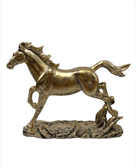 Imagem de Cavalo Dourado Galope Estatueta Decorativa Resina