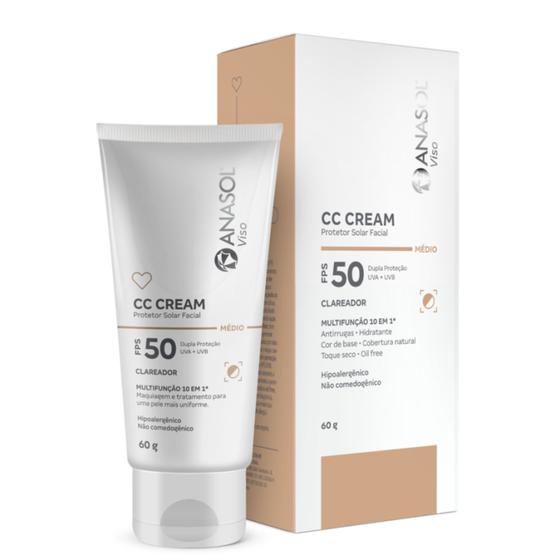 Imagem de CC Cream Protetor Facial FPS50 Cor Médio 60g - Anasol