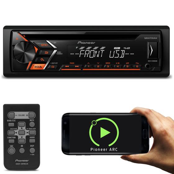 Imagem de CD Player Automotivo Pioneer DEH-S1080UB 1 Din USB AUX RCA AM FM MP3 Android Mixtrax Com Controle