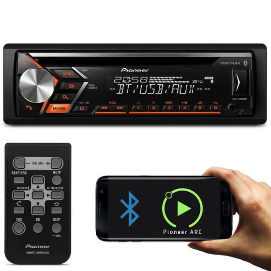 Imagem de CD Player Automotivo Pioneer DEH-S4080BT 1 Din Bluetooth USB AUX RCA FM MP3 WMA Smartphone Mixtrax