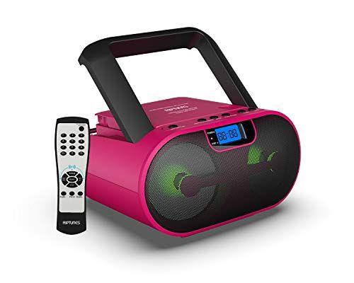 Imagem de CD Player Riptunes Portátil Bluetooth MP3/CD, USB, mSD, AM/FM, LED, controle remoto, Rosa