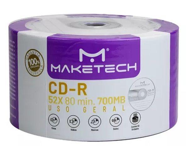 Imagem de CD-R 52x, 700MB - Não imprimível - Pino 50 Unid - Maketech