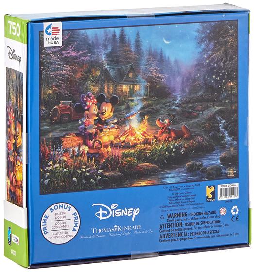 Imagem de Ceaco Thomas Kinkade A Coleção Disney Mickey e Minnie Sweetheart Campfire Jigsaw Puzzle, 750 Peças, 5"