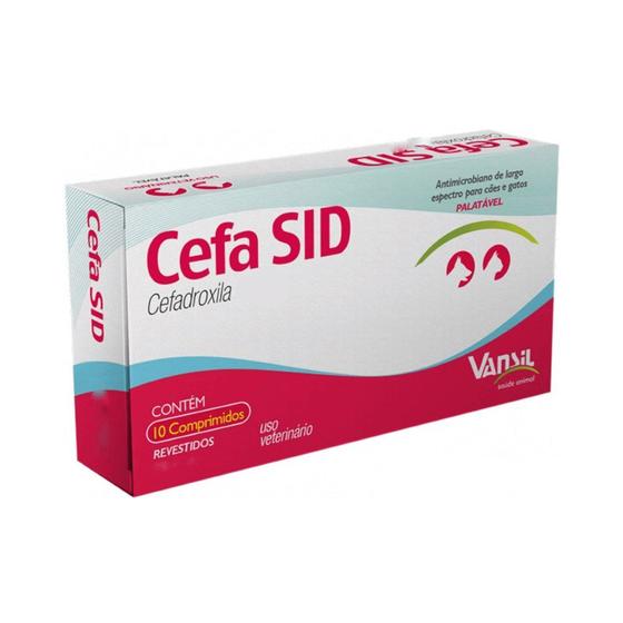 Imagem de Cefa SID Cefadroxila Antimicrobiano Para Cães e Gatos 10 Comprimidos - Vansil