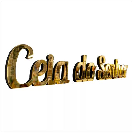 Imagem de Ceia do Senhor / Acrílico Dourado Espelhado / Decoração Santa Ceia - 40 Centímetros