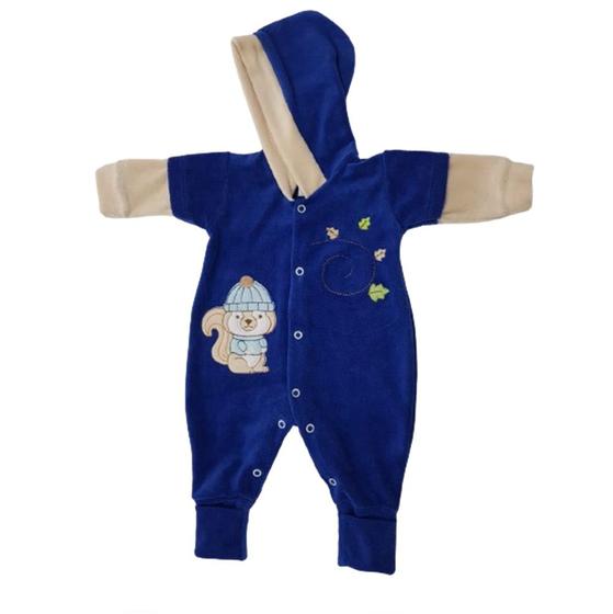 Imagem de Celui Macacao Plush Bordado Com Touca Azul