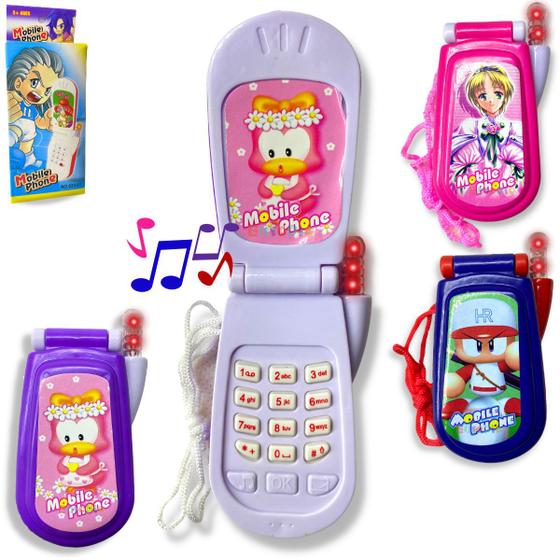 Imagem de Celular De Brinquedo Musical C/ Luz Botões Telefone Abre