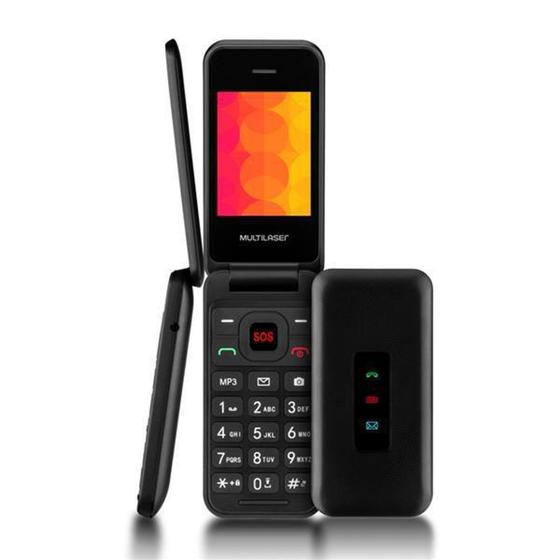 Imagem de Celular flip vita 3g multilaser preto botão sos dual chip idoso telefone aparelho - p9140