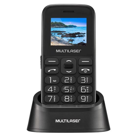 Celular Multi Vita com Base, Tela 1.8, Câmera, Lanterna, Botão SOS, Memória Expansível, Bluetooth, Dual Chip 2G, Preto - P9121 Menor preço em Celular Multi Vita com Base, Tela 1.8, Câmera, Lanterna, Botão SOS, Memória Expansível, Bluetooth, Dual Chip 2G, Preto - P9121