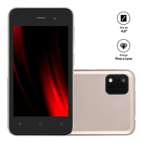 Imagem de Celular Multilaser E Lite 2 QuadCore/3G/32GB/4" - Dourado