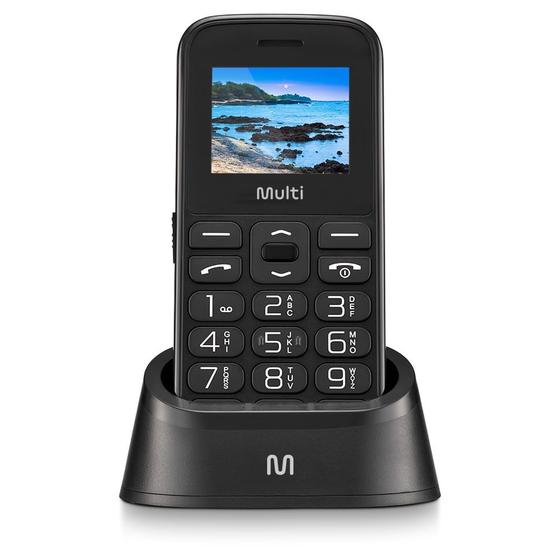 Imagem de Celular Multilaser Vita com Base Carregadora Dual Chip  + Botão SOS + Rádio FM + MP3 + Bluetooth + Câmera - Preto - P9121