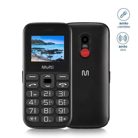 Celular Multilaser Vita Dual Chip com Botão SOS Rádio FM MP3 Bluetooth Câmera Preto - P9120 Menor preço em Celular Multilaser Vita Dual Chip com Botão SOS Rádio FM MP3 Bluetooth Câmera Preto - P9120