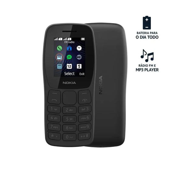 Imagem de Celular Nokia 105 Dual Chip + Rádio FM + Lanterna + Jogos pré-instalados