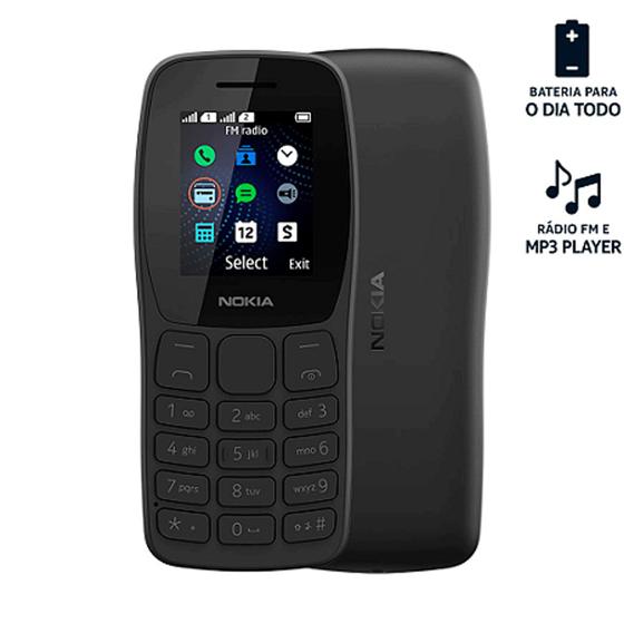 Imagem de Celular Nokia 105 Rádio Fm Preto - Nk093