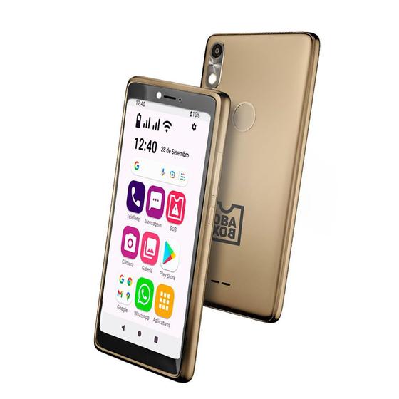 Celular para idoso ObaSmart 3 Dourado 32GB fácil de usar Obabox - OB018 ...