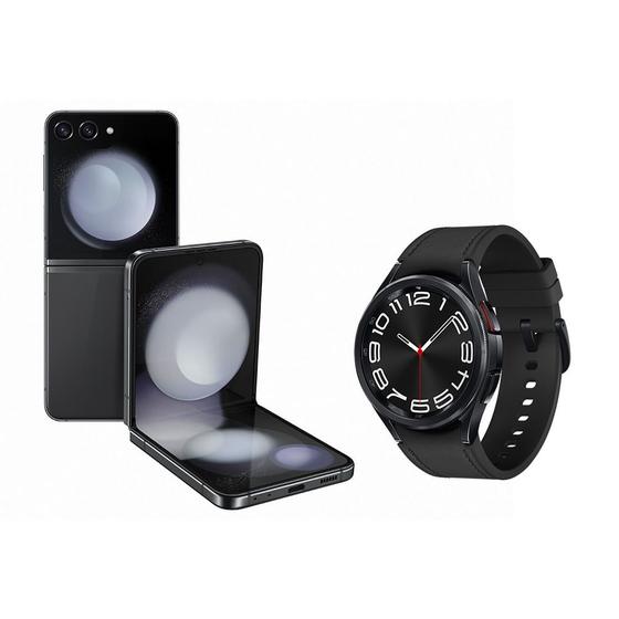 Imagem de Celular Samsung Galaxy Z Flip5 512GB Cinza + Smartwatch Galaxy Watch6 Classic LTE 43mm Preto
