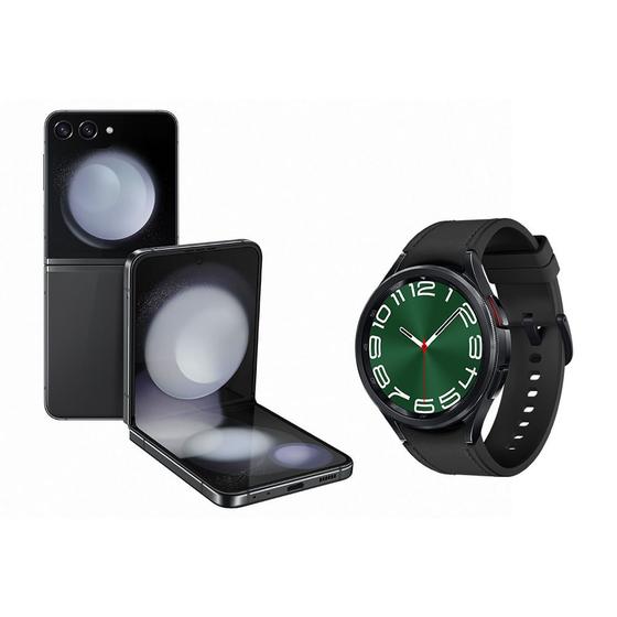 Imagem de Celular Samsung Galaxy Z Flip5 512GB Cinza + Smartwatch Galaxy Watch6 Classic LTE 47mm Preto