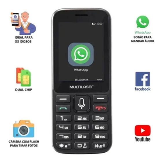 Celular Simples Para Idoso Com Letras Grandes E WhatsApp - Multilaser Menor preço em Celular Simples Para Idoso Com Letras Grandes E WhatsApp - Multilaser
