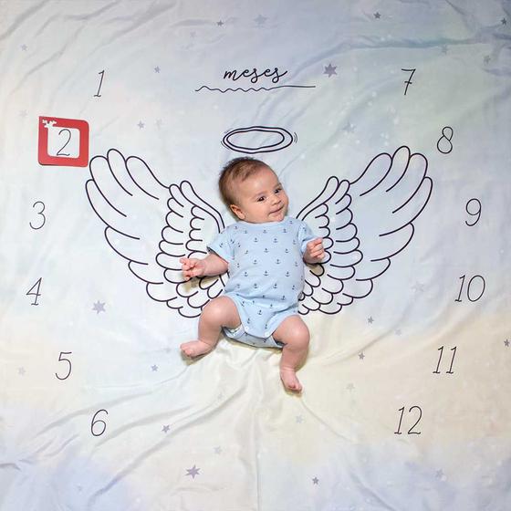 Imagem de Cenário Tapete Mesversário Anjinho (lençol) Para Bebê - Alce