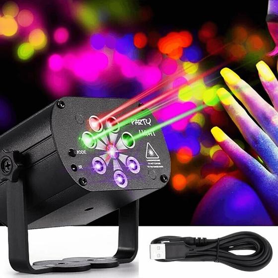 Imagem de Central Mini Laser Recarregável Discoteca Cores LED RGB 6mw Para Festa Party Light - 1948810