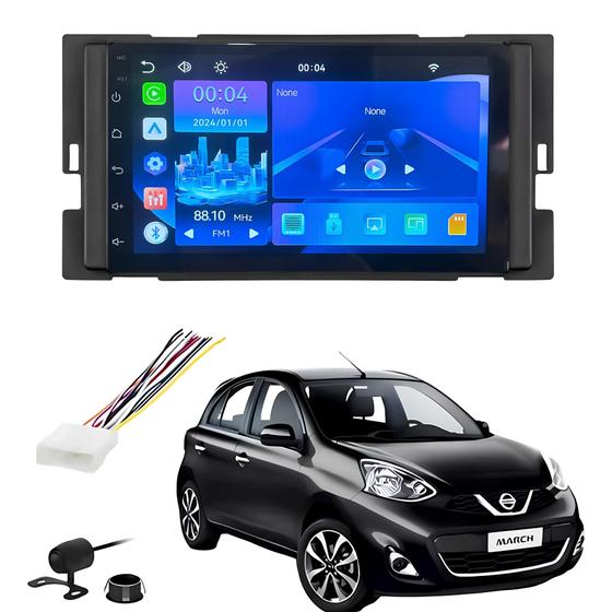Imagem de Central Mp5 Android Auto Carplay Sem Fio + Moldura e Chicote Plug And Play Com Camera De Ré