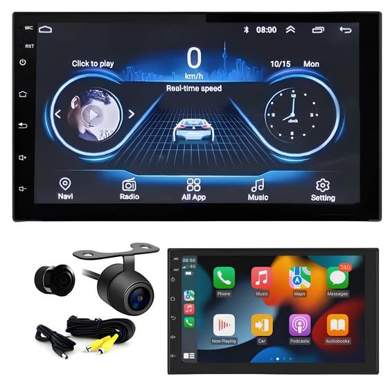 Imagem de Central Mp5 Multimidia Android Auto + Carplay Sem Fio E Câmera De Ré