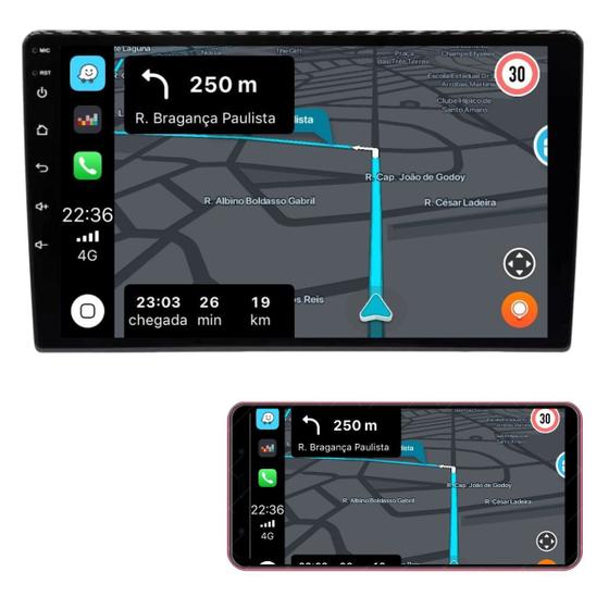 Imagem de Central multimidia 1 din tela 9" pol android bluetooth e espelhamento sem fio h-tech