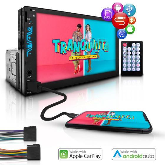 Imagem de Central Multimídia 1 e 2 Din Mp5 Carplay Android Com Espelhamento Bluetooth