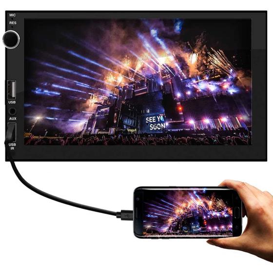 Imagem de Central Multimídia 2 Din 7" Bluetooth Espelhamento Android Iphone Waze Spotify Touch MP5 USB SD AUX