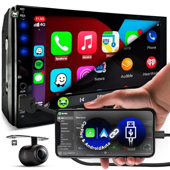 Imagem de Central Multimidia 2 Din Mp5 7" Bt Carplay Android Auto Wifi