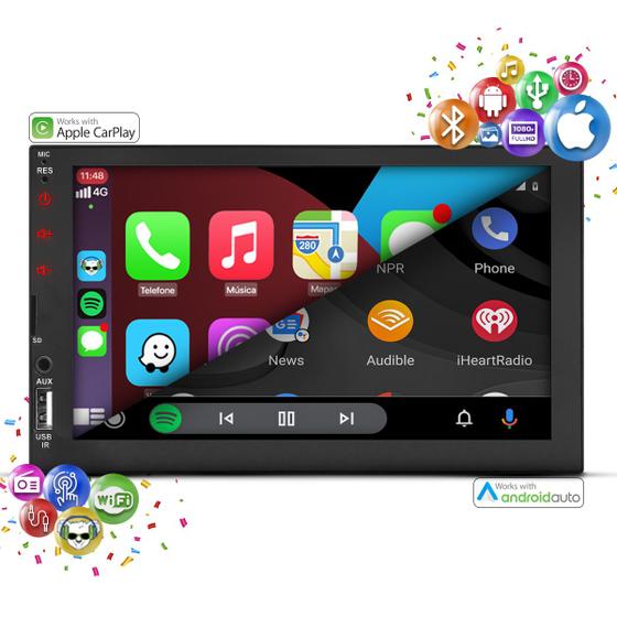 Imagem de Central Multimidia 2 Din Mp5 7" Bt Carplay Android Auto Wifi