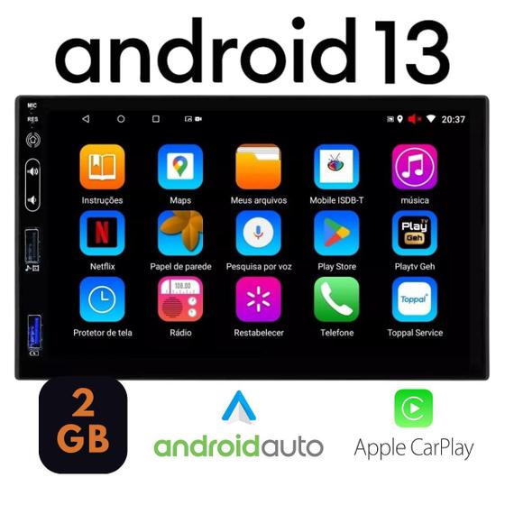 Imagem de Central Multimidia 2gb ram 32gb memoria Carplay Android Auto Universal 2din 7p Wifi Gps