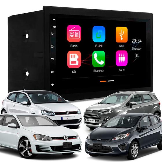 Imagem de Central Multimídia 7" MP5/BT CarPlay Android + Moldura Preta Golf Polo SpaceFox Fiesta Ecosport