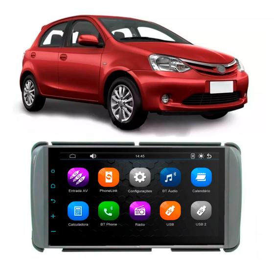 Imagem de Central Multimídia 7 Polegadas MP5/BT CarPlay Android Auto + Moldura Cinza Etios 2012 a 2015 - AP703