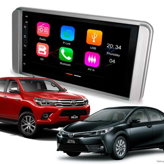 Imagem de Central Multimídia 7 Polegadas MP5/BT CarPlay Android Auto + Moldura Prata Hilux Corolla - AP565