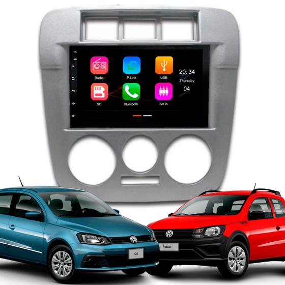 Imagem de Central Multimídia 7 Polegadas MP5/BT CarPlay Android + Moldura Prata Gol Saveiro Parati G4 AP609