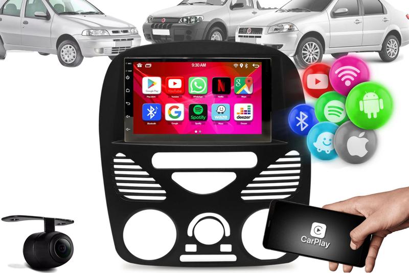 Imagem de Central Multimidia Android 12 Gps 2GB + Camera + Moldura Palio G2 com Ar