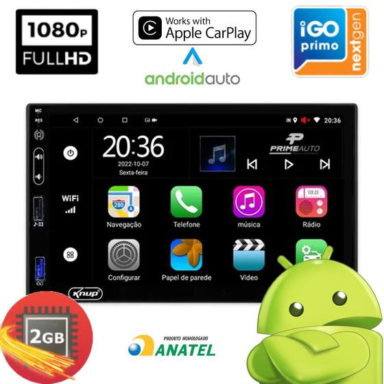 Central Multimídia Android 2 Din 7 Poleg 2GB RAM 32GB Memória CarPlay Knup KP-RA909 Menor preço em Central Multimídia Android 2 Din 7 Poleg 2GB RAM 32GB Memória CarPlay Knup KP-RA909