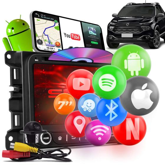 Imagem de Central Multimídia Android 6 FIAT Toro 7" Espelhamento WiFi GPS DVD BT Shutt + Câmera Ré Tartaruga