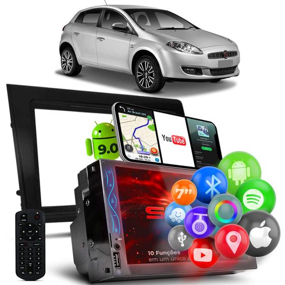 Imagem de Central Multimídia Android 9 GPS Fiat Bravo 12 a 16 2 Din Espelhamento Wi-fi Android Iphone Bt Shutt