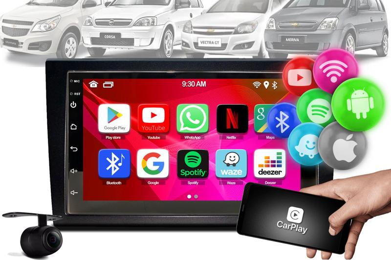 Imagem de Central Multimidia Android E Carplay + Camera + Moldura Corsa Meriva Vectra Montana