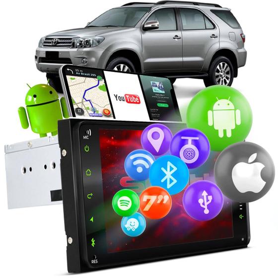 Imagem de Central Multimídia Android Hilux SW4 06 a 11 GPS 7" Espelhamento Wi-fi Iphone Android Bt + Shutt