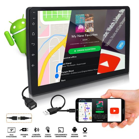 Imagem de Central Multimídia Android Nissan Sentra 2007 2008 2009 2010 2011 2012 2013 Bluetooth USB 9 Polegadas Touch Espelhamento Android Auto Carplay