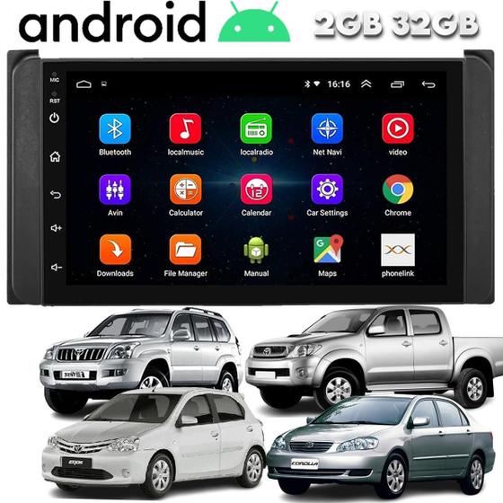 Imagem de Central Multimidia Android Toyota Corolla Hilux Etios Wifi Espelhamento Bluetooth Gps