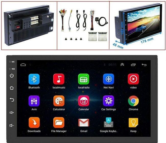 Imagem de Central Multimidia Com Android, Espelhamento, Bluetooth, GPS, WIFI, USB, FM, 1/16GB 