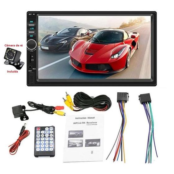 Imagem de Central Multimídia Com Câmera de Ré 7 Polegadas 2din Espelha o Celular Bluetooth USB 7018b