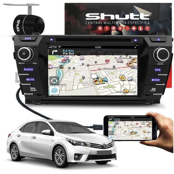 Imagem de Central Multimídia Corolla 2015 a 2016 Shutt DVD Espelhamento Android TV GPS USB Bluetooth Câmera Ré