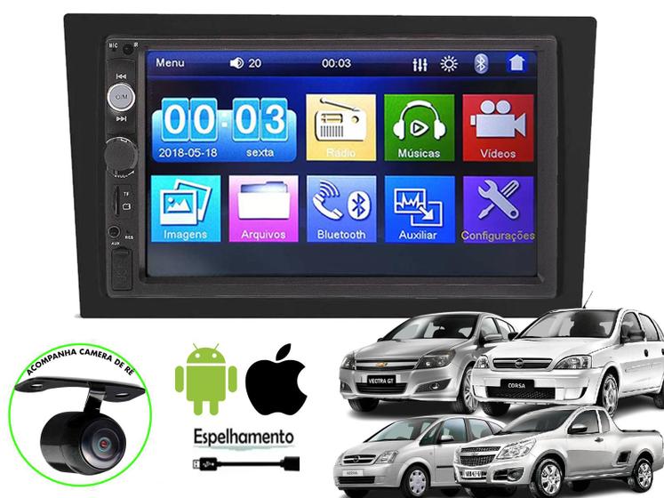 Imagem de Central Multimidia Corsa Montana Vectra Gt Meriva Radio Fm Espelhamento Android Usb Camera