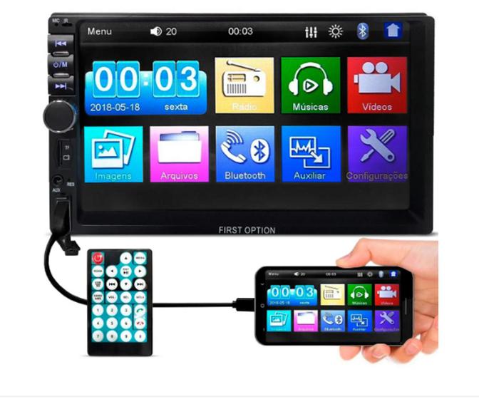 Imagem de Central Multimídia First Option 7810H MP5 Tela 7 Espelhamento Bluetooth USB SD AUX Radio